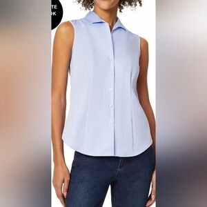 Jones New York Light Blue Sleeveless Button Down Shirt